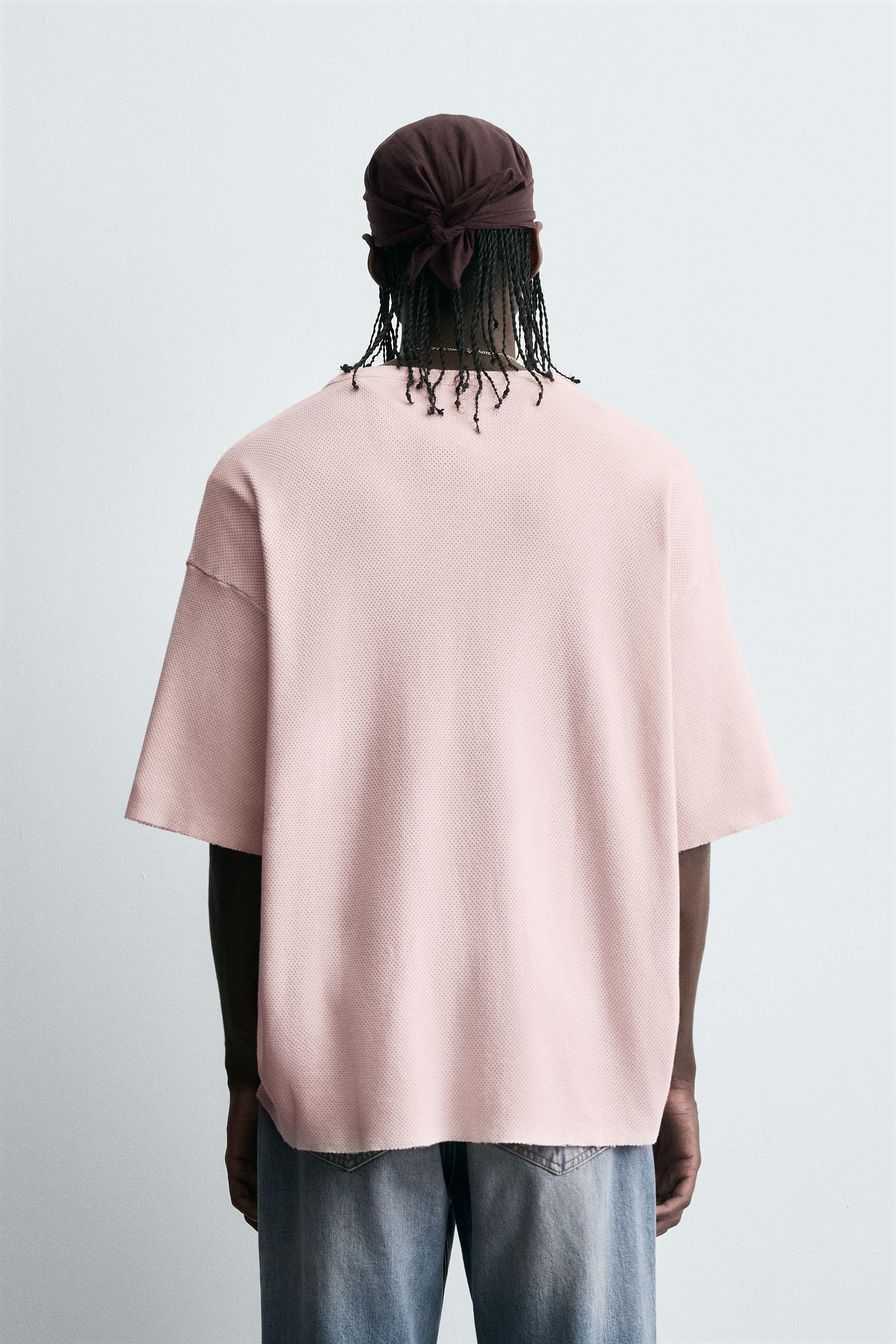 CONTRAST PRINT KNIT T-SHIRT - Pale pink | ZARA United States