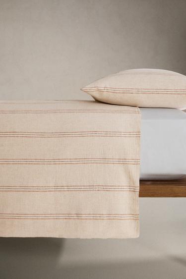 DYED THREAD STRIPED DUVET COVER - Light beige by Zara - Image 2