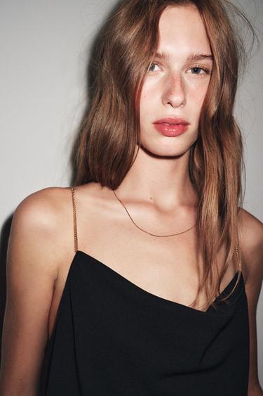 CHAIN STRAP CAMISOLE TOP - Black by Zara