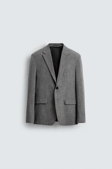 BLAZER TRAJE CUADROS - Gris medio de Zara