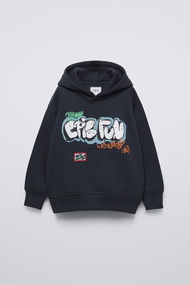GRAFFITI PRINT HOODIE - Blue by Zara