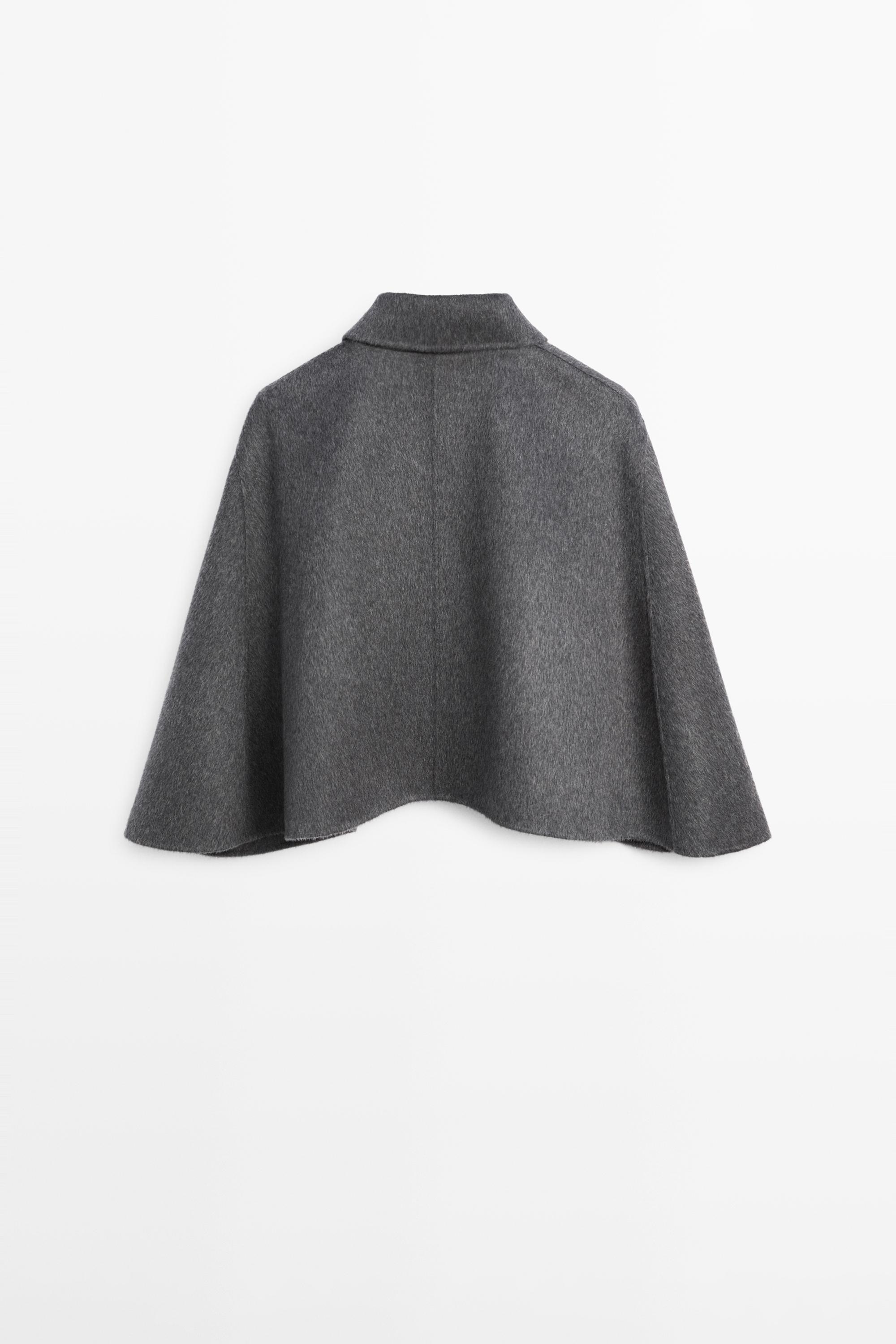 Cape à col chemise en laine mélangée