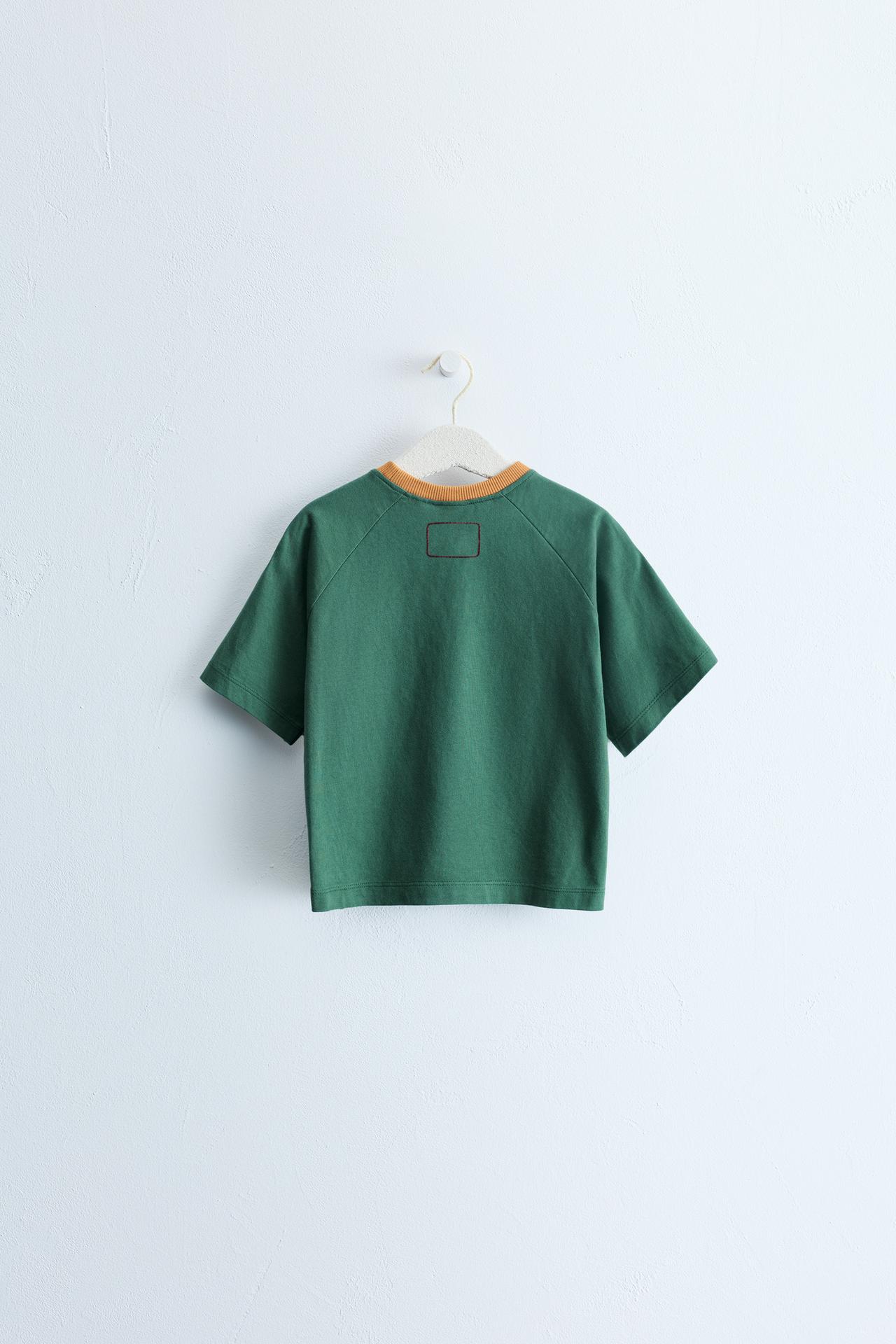 ZARA TIMELESS - CONTRAST PIPED T-SHIRT — Green