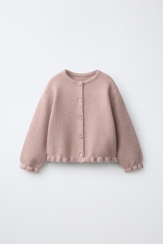 RUFFLE KNIT CARDIGAN - Pink marl by Zara - Image 0