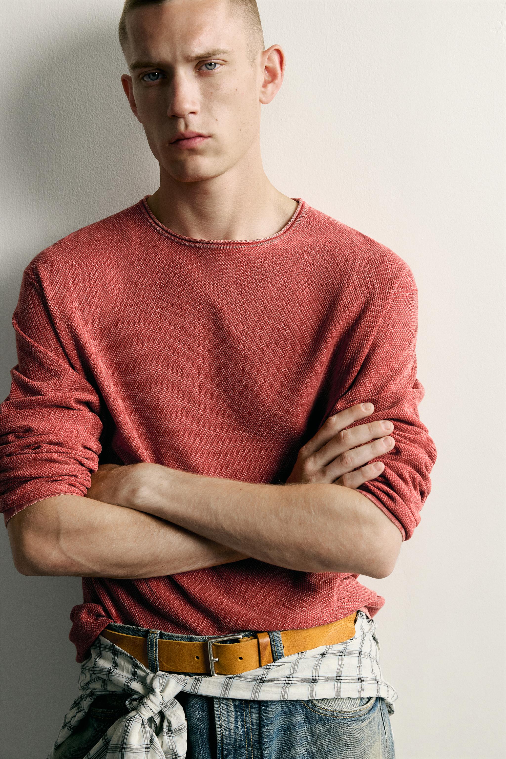 Zara RELAXED FIT DOKULU YIKAMALI KAZAK görsel 5