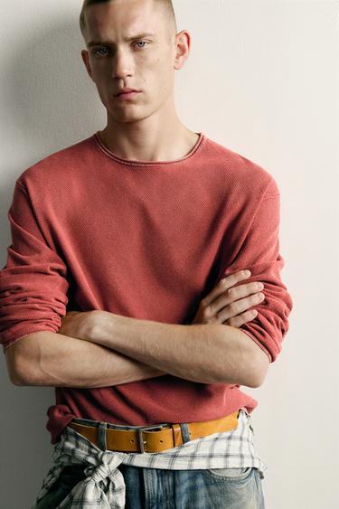 RELAXED-FIT-PULLOVER MIT STRUKTUR - Rot von Zara
