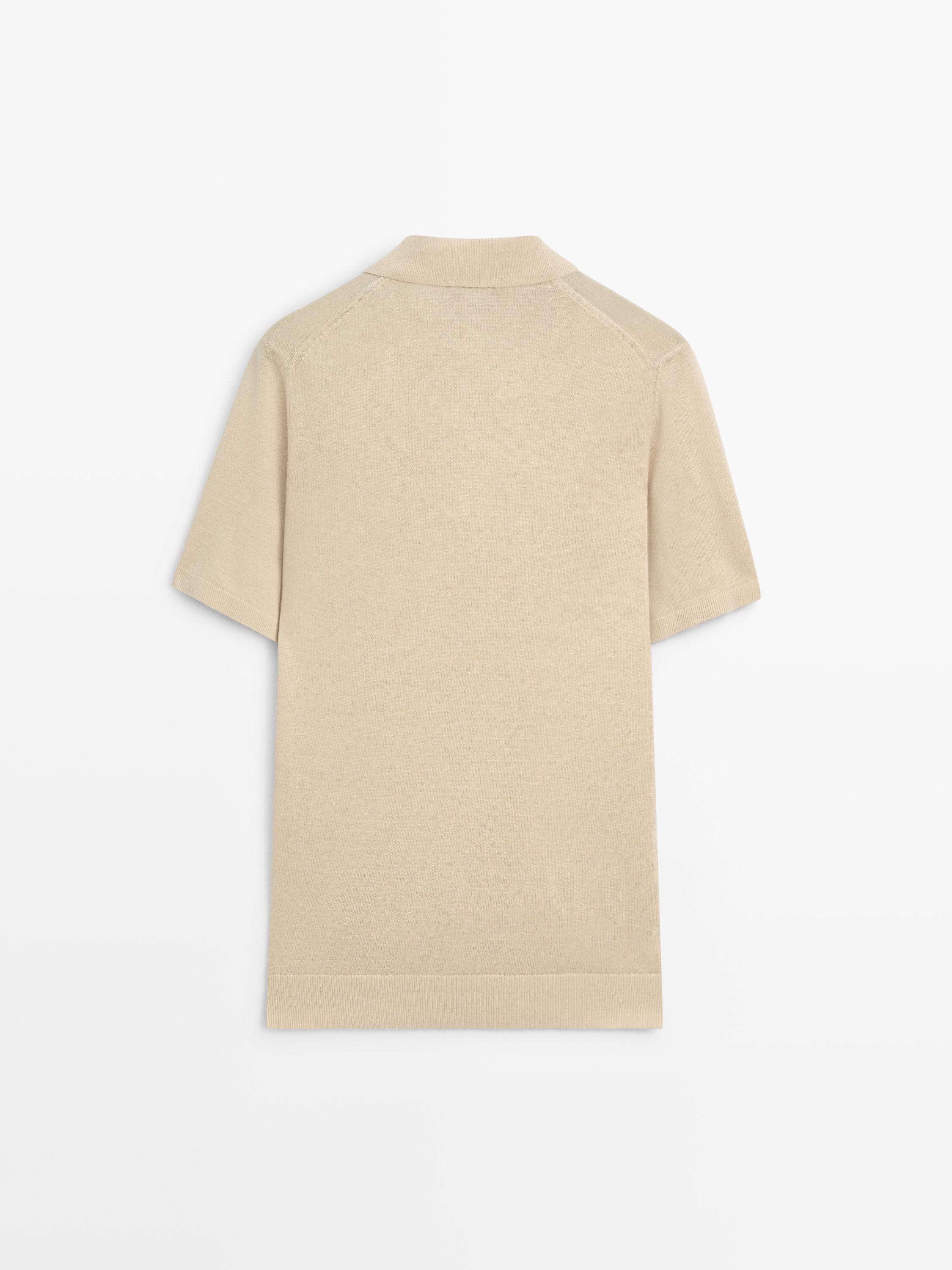 Pull polo en maille de lin