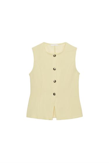 BUTTONED TWILL WAISTCOAT TOP