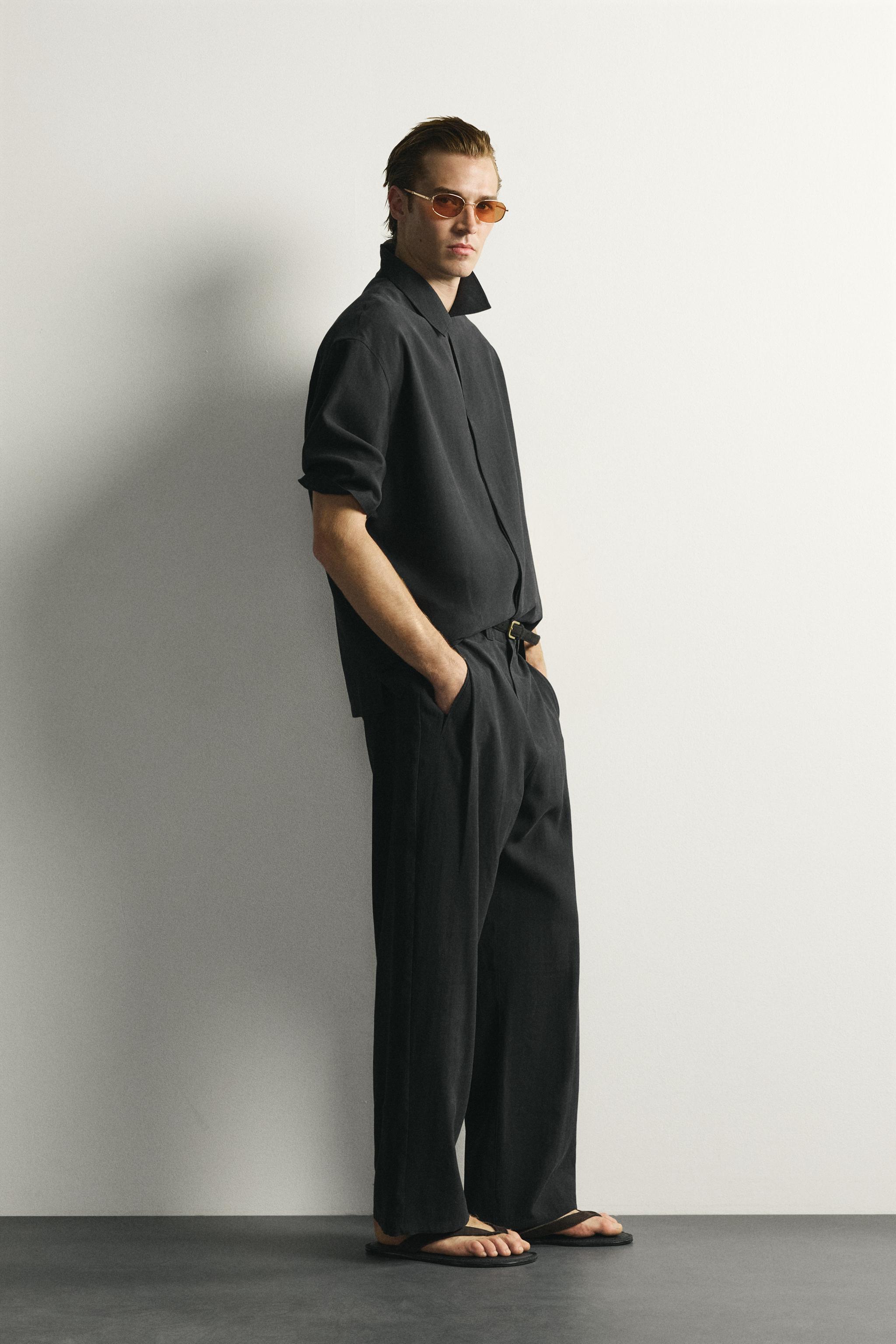 Мужские рубашки Zara RELAXED FIT FLOWY SHIRT — фото 4