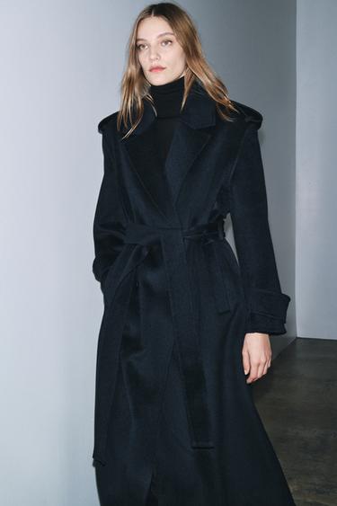 MANTEAU LONG MÉLANGE LAINE ZW COLLECTION LIMITED EDITION - Bleu marine de Zara - Image 1