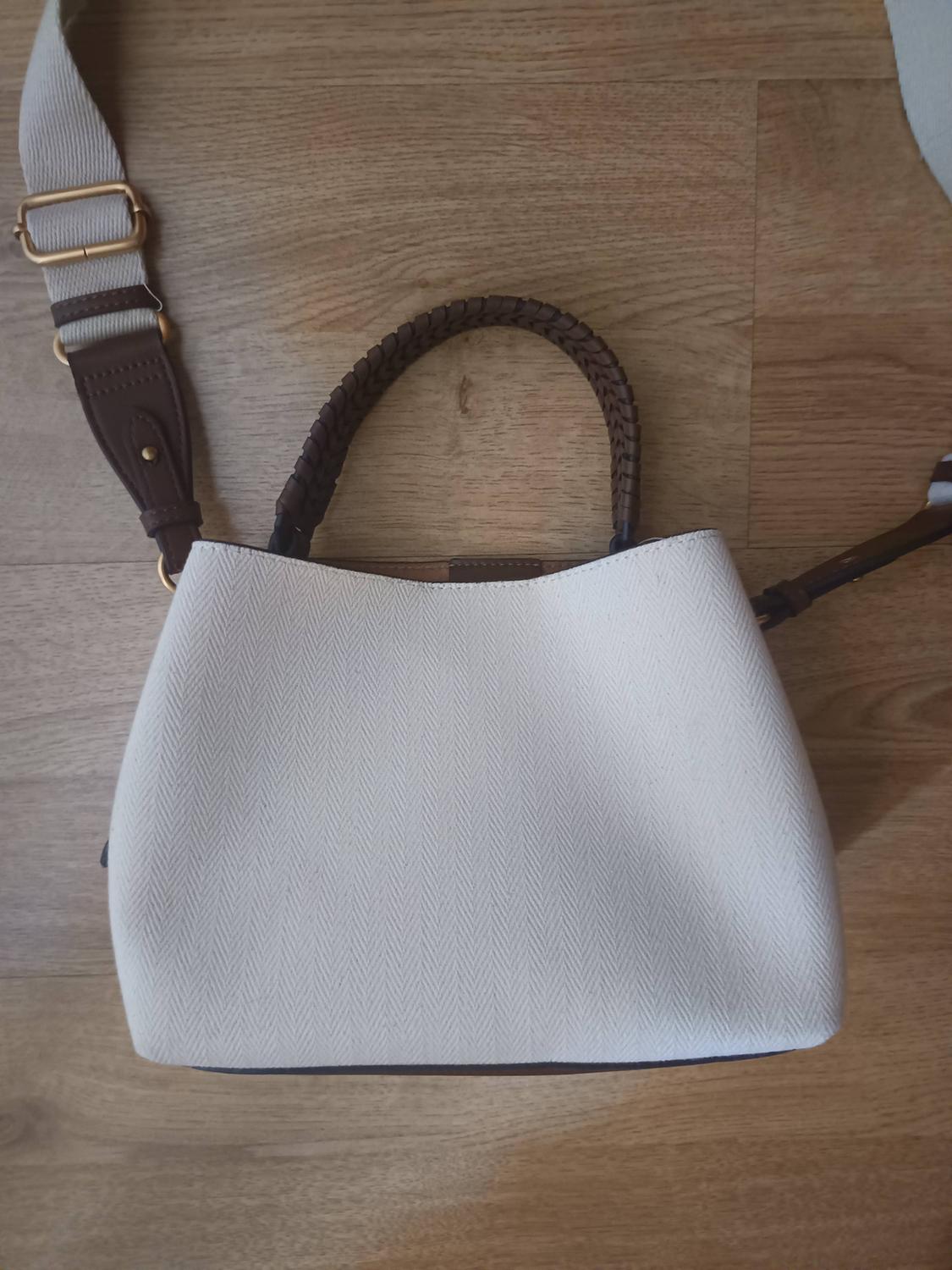 BRAIDED HANDLE CANVAS BUCKET BAG - Image 7