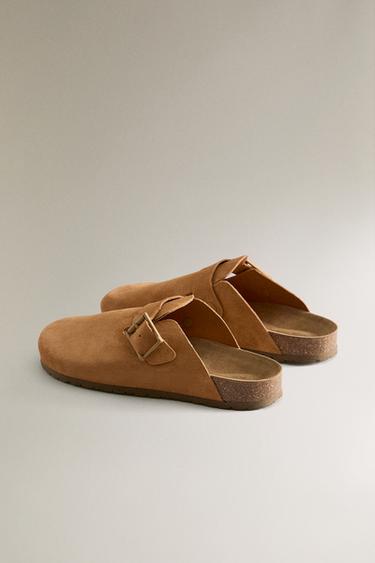 SABOT CUIR BOUCLE DÉTAIL SURPIQÛRES - Marron de Zara - Image 3