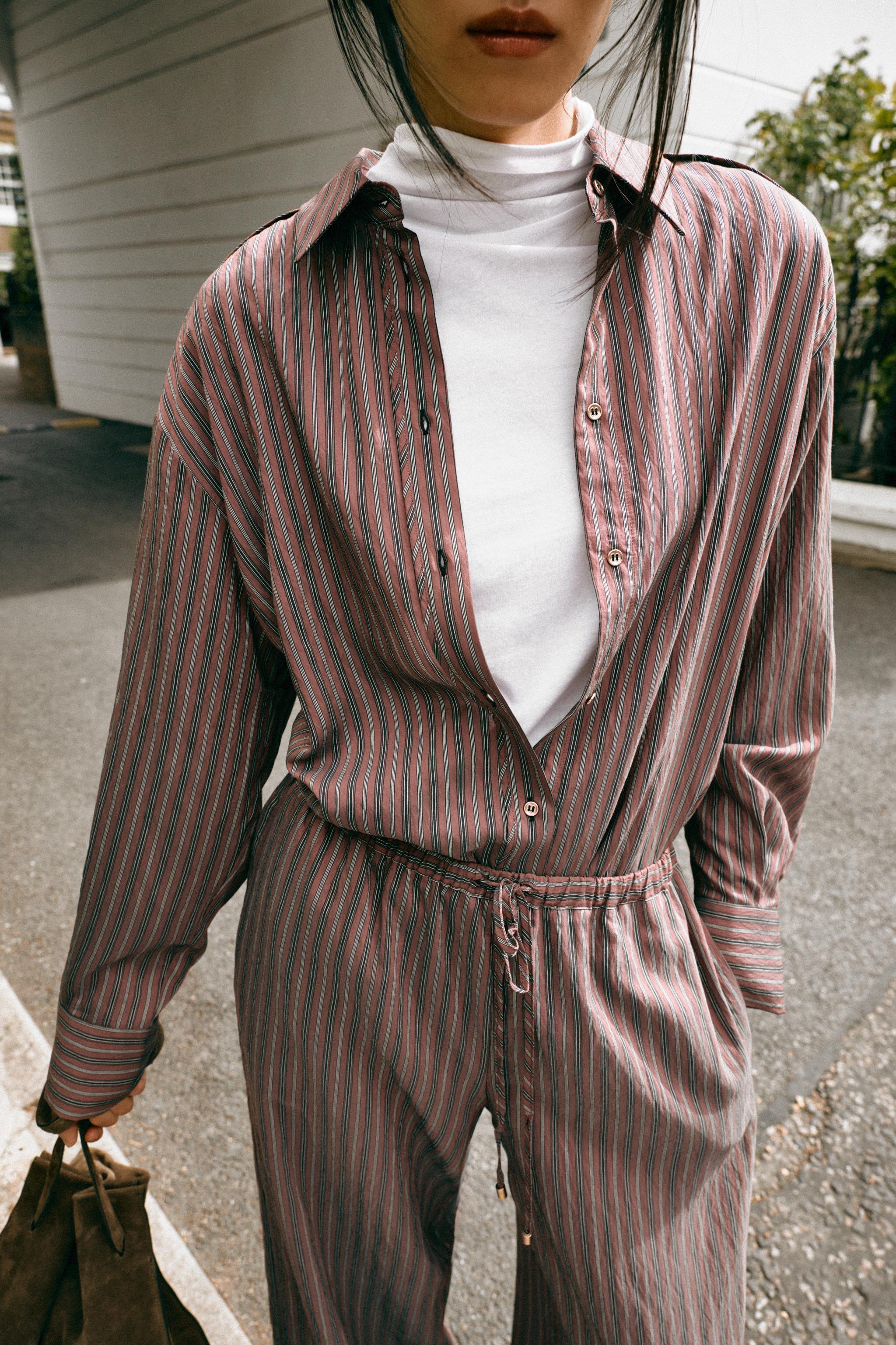 STRIPED FLOWY SHIRT