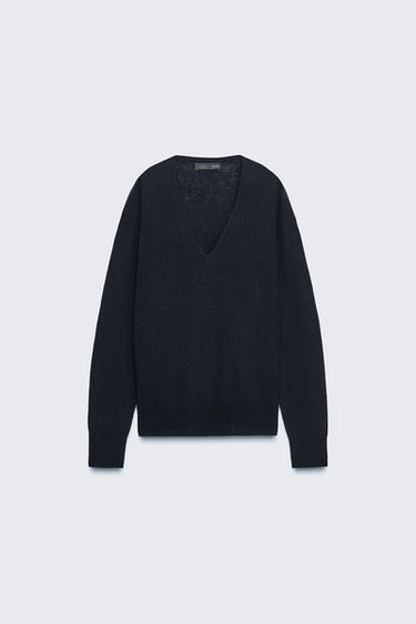 JERSEY 100% LANA EXTRASUAVE ESCOTE PICO - Marino de Zara