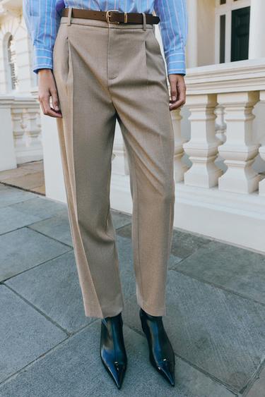 BELTED ANKLE PANTS — Sand / Marl 2