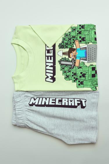 6–14 JAHRE/SCHLAFANZUG-SET, T-SHIRT UND BERMUDA-SHORTS, MINECRAFT © MOJANG AB. ™ - Neongrün von Zara