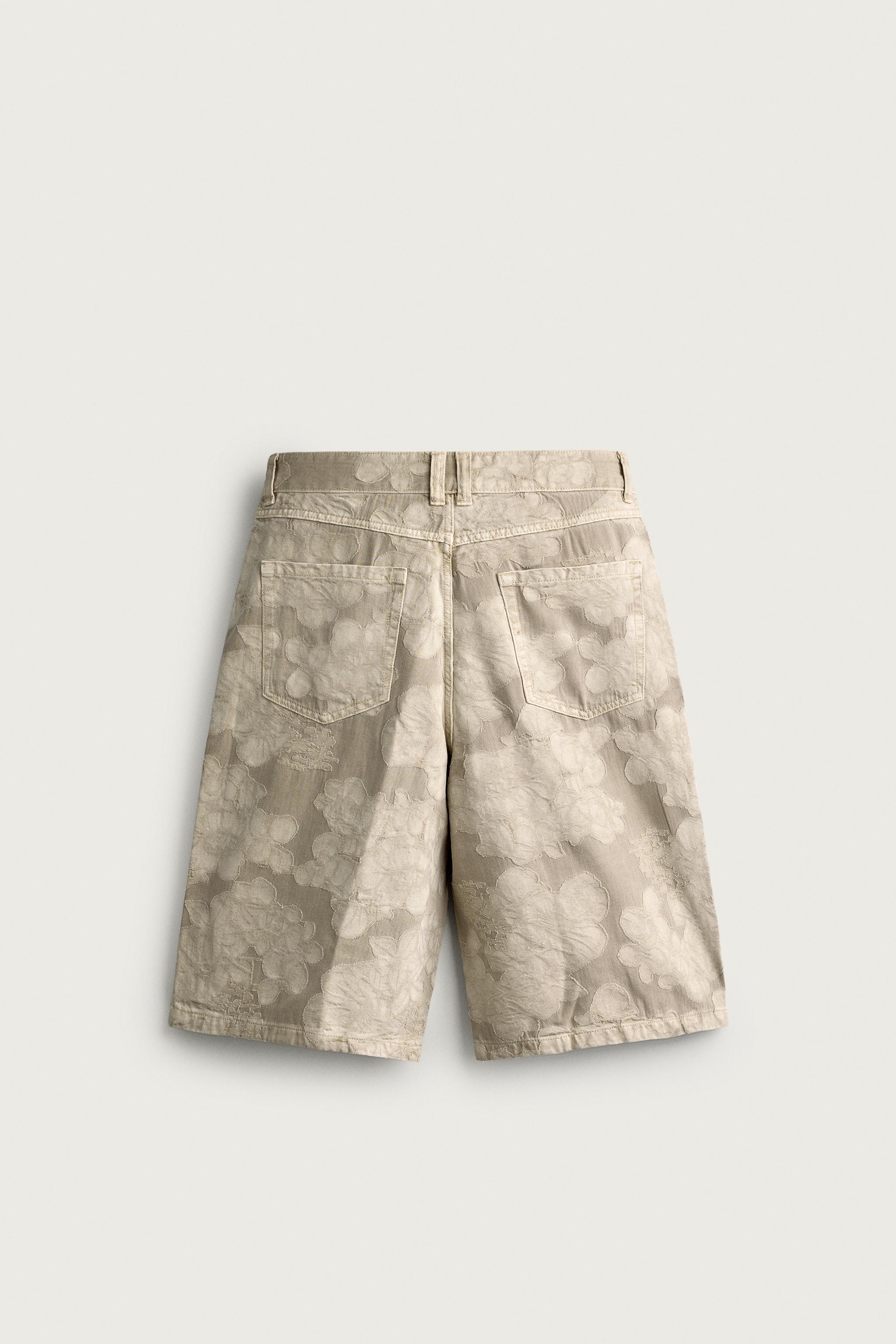 Мужские шорты Zara BAGGY FIT FLORAL JACQUARD SHORTS — фото 7