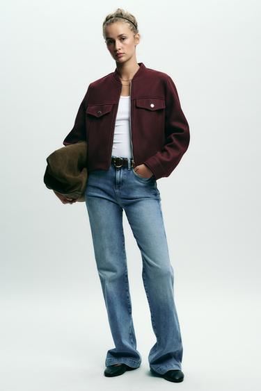 CHAQUETA CORTA SOFT - Burgundy de Zara