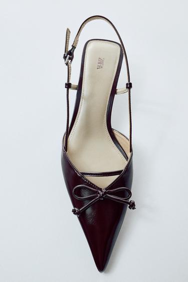 SLINGBACK-SKO MED SLØJFE - Bordeauxrød fra Zara