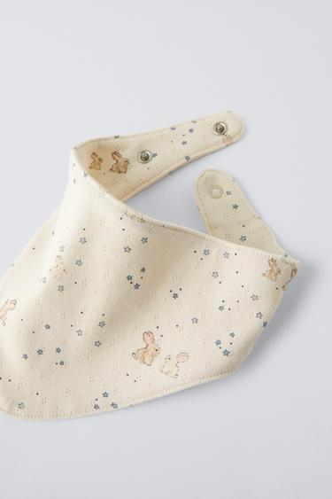 BUNNY AND STAR POINTELLE BONNET AND BANDANA SET - Ecru by Zara - Image 2