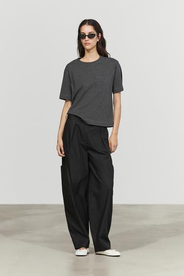 Zara Barrel fit cargo pants - Black - Image 0
