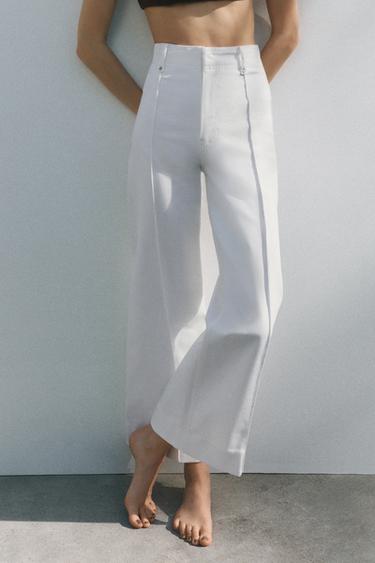 JEANS ZW COLLECTION TAILORED WIDE LEG HIGH-WAIST - Oyster-white by Zara - Image 1