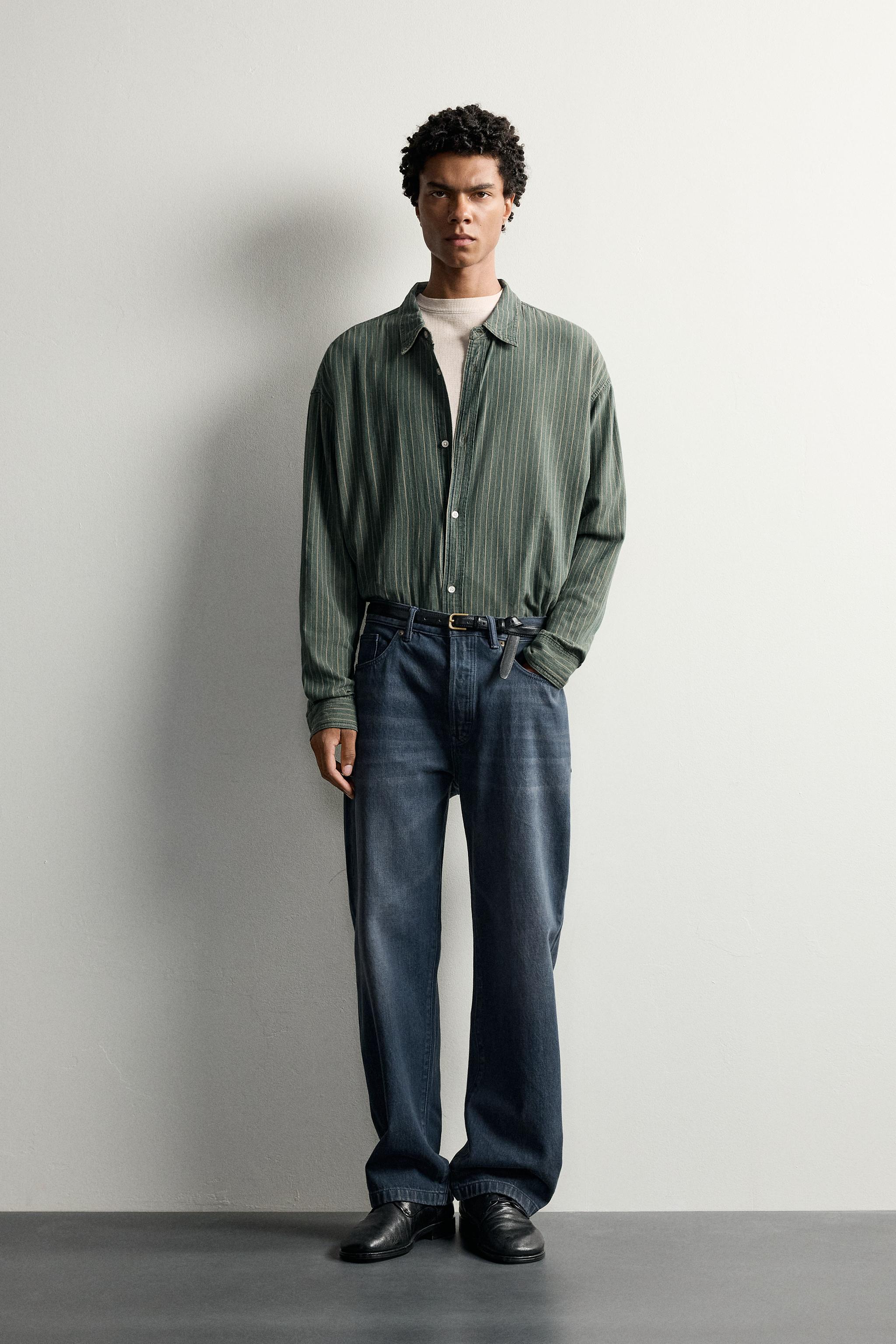 RELAXED FIT STRIPED SHIRT - Green / Blue | ZARA United States
