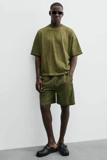 BERMUDA RELAXED FIT CANALÉ - Verde de Zara