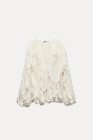 ZW COLLECTION RUFFLED BLOUSE - Ecru by Zara
