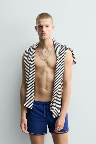 MAILLOT DE BAIN COURT CONTRASTE - Bleu de Zara - Image 1