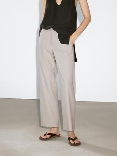 Zara Stretch linen blend trousers - Stone - Image 0