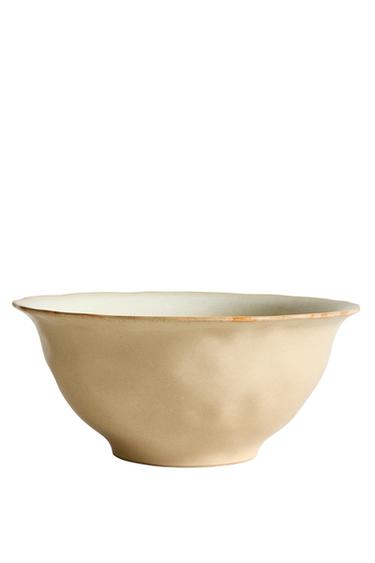 STONEWARE SALAD BOWL WITH IRREGULAR EDGE - Cream by Zara