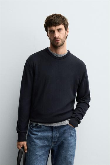 100% WOOL SWEATER - Navy blue by Zara