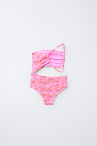 6-14 YEARS/ HIBISCUS CUT-OUT SWIMSUIT - Pink by Zara - Image 1
