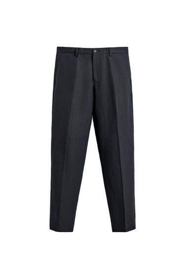 Zara 100% LINEN SUIT PANTS - Navy blue