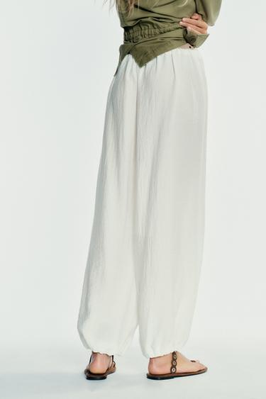 FLOWING BALLOON TROUSERS - Oyster-white by Zara - Image 4
