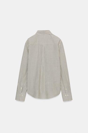 CHEMISE À CARREAUX ZW COLLECTION - Écru / Bleu de Zara - Image 4
