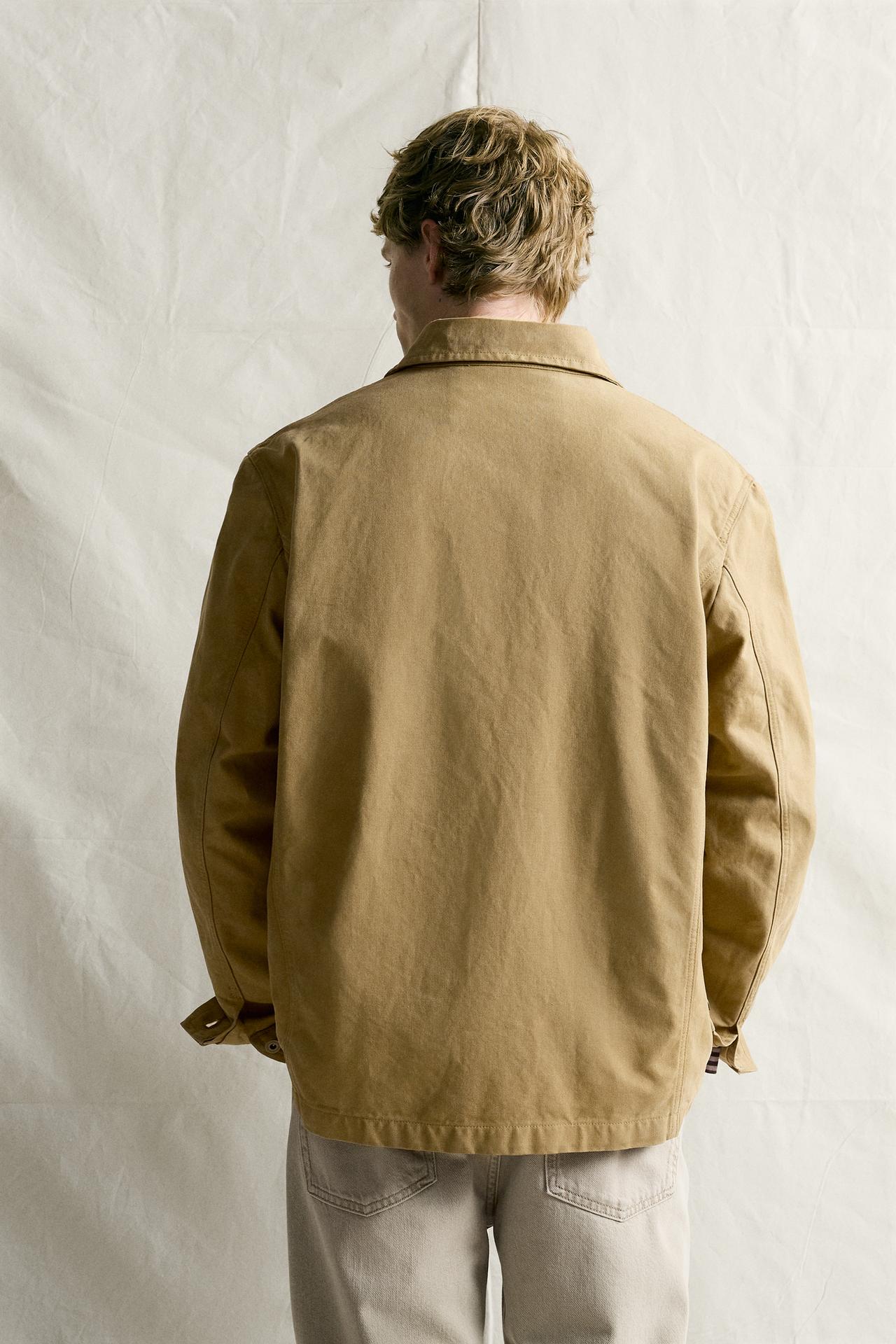 WAXED-EFFECT POCKET JACKET — Yellow