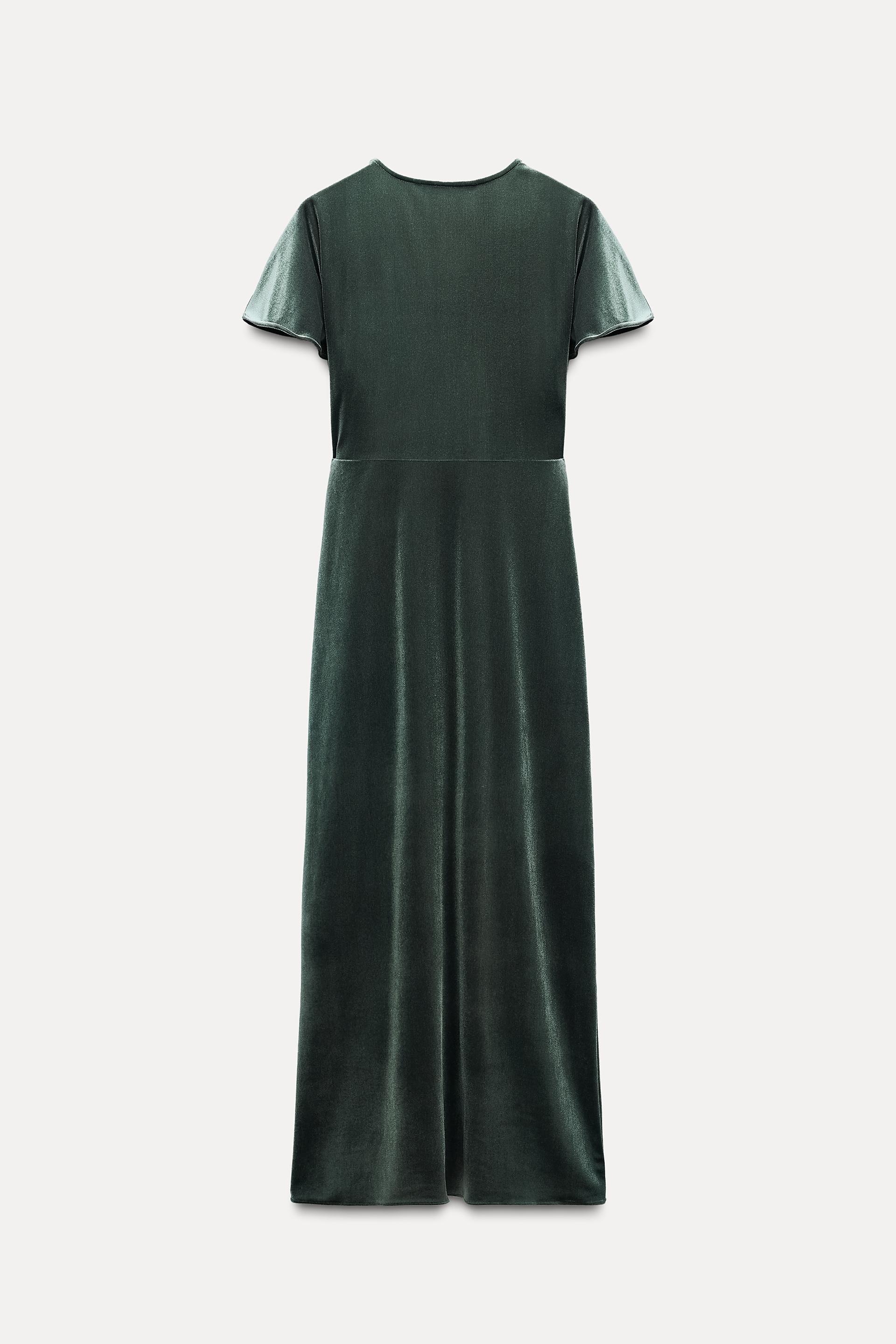 Green velvet dress zara best sale