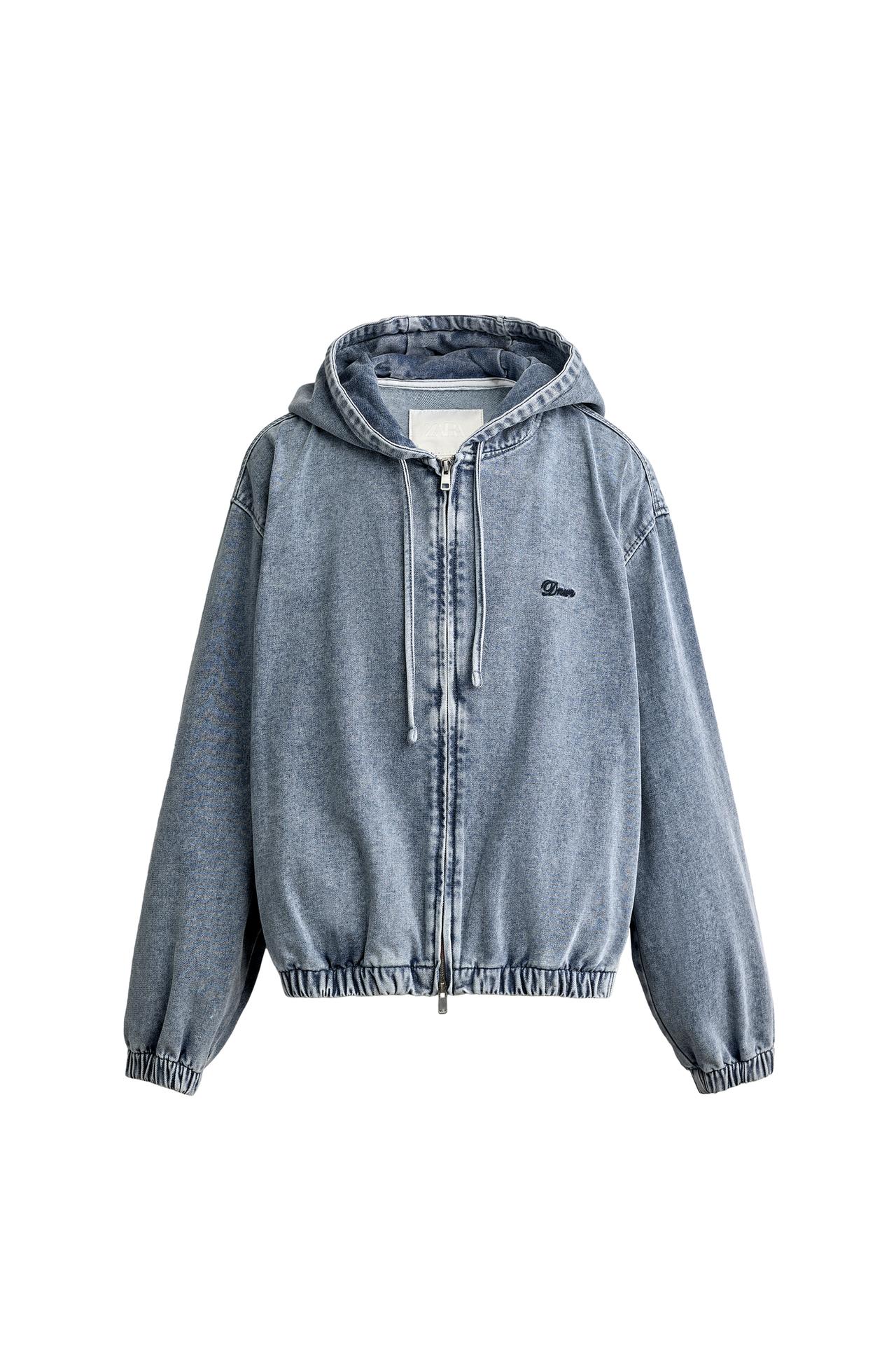 BRUSHED DENIM HOODIE JACKET