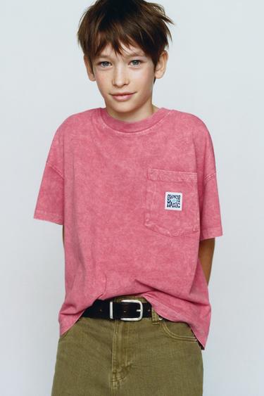 FADED-EFFECT SWEATSHIRT WITH PRINTED POCKET - Pink marl by Zara