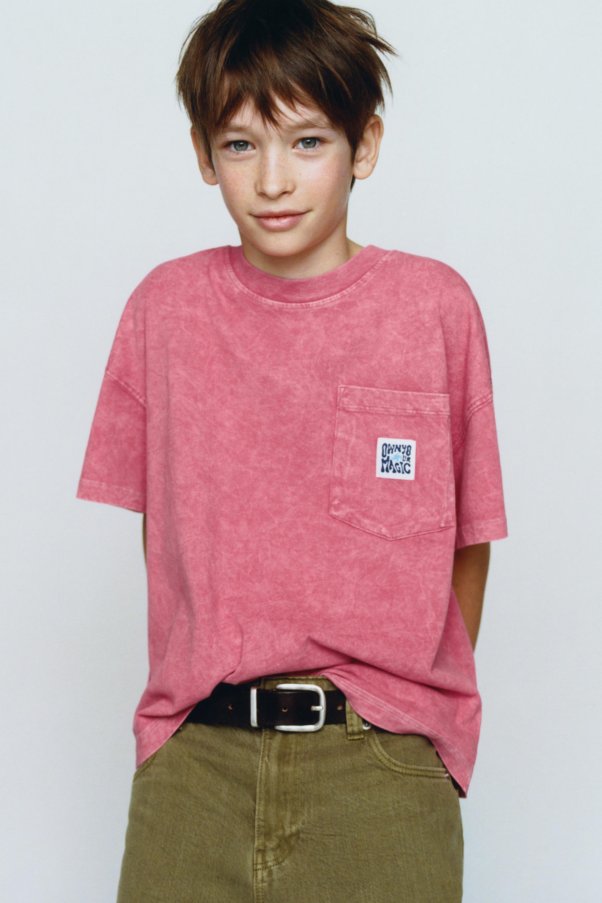 WASHED EFFECT FELPA POCKET PRINT T-SHIRT