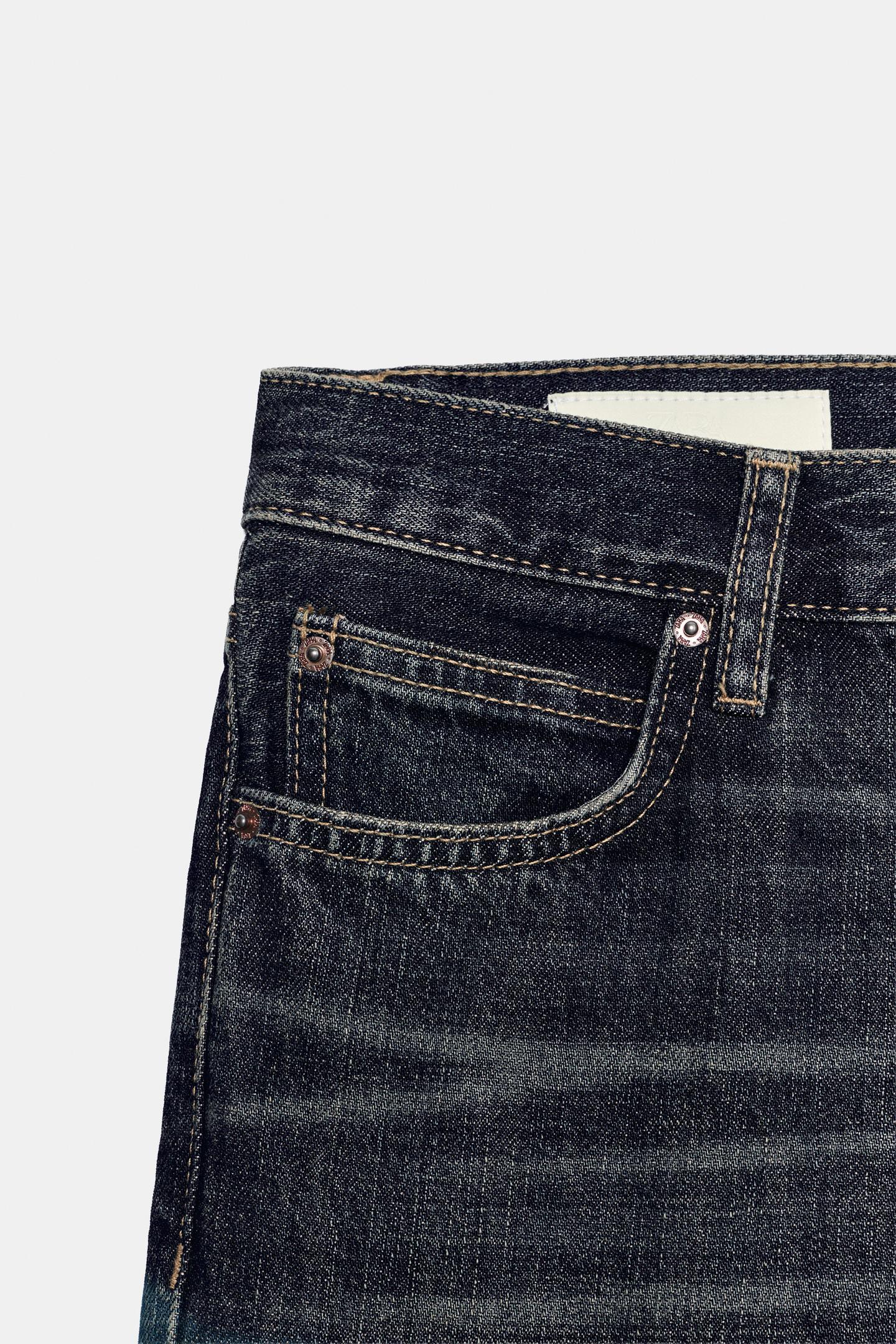 Женские джинсы Zara Mid-Rise Straight Fit Trf, цвет: Тёмно-синий — фото 9