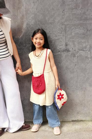 KNITTED DRESS WITH SWISS EMBROIDERY - Butter by Zara