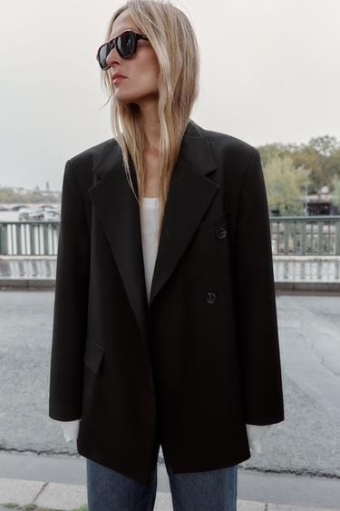 BLAZER CROISÉ OVERSIZE - Noir de Zara - Image 1