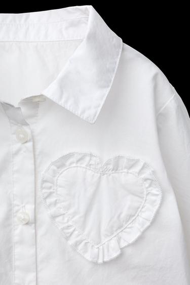 CAMISA PARCHE CORAZÓN - Blanco de Zara