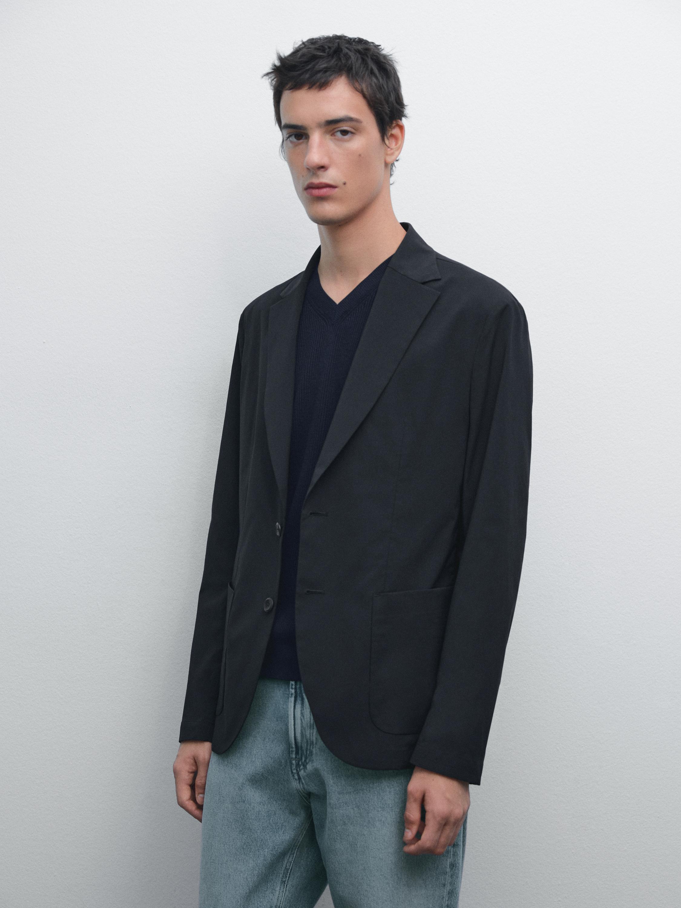 ♠【マッシモドュッティ】ジャケット　ビッグサイズ　ネイビー/紺　EUR 52 MASSIMO DUTTI MEN FW OVERSHIRT DOWN JACKET IN LIGHTWEIGH