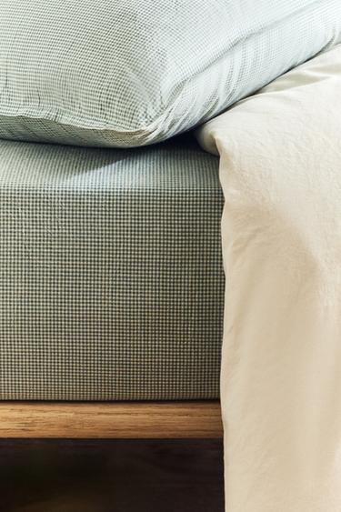 CHILDREN'S GINGHAM FITTED SHEET - Green by Zara - Image 5