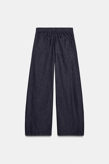 PANTALON EFFET DENIM À PLIS - Indigo foncé de Zara - Image 8