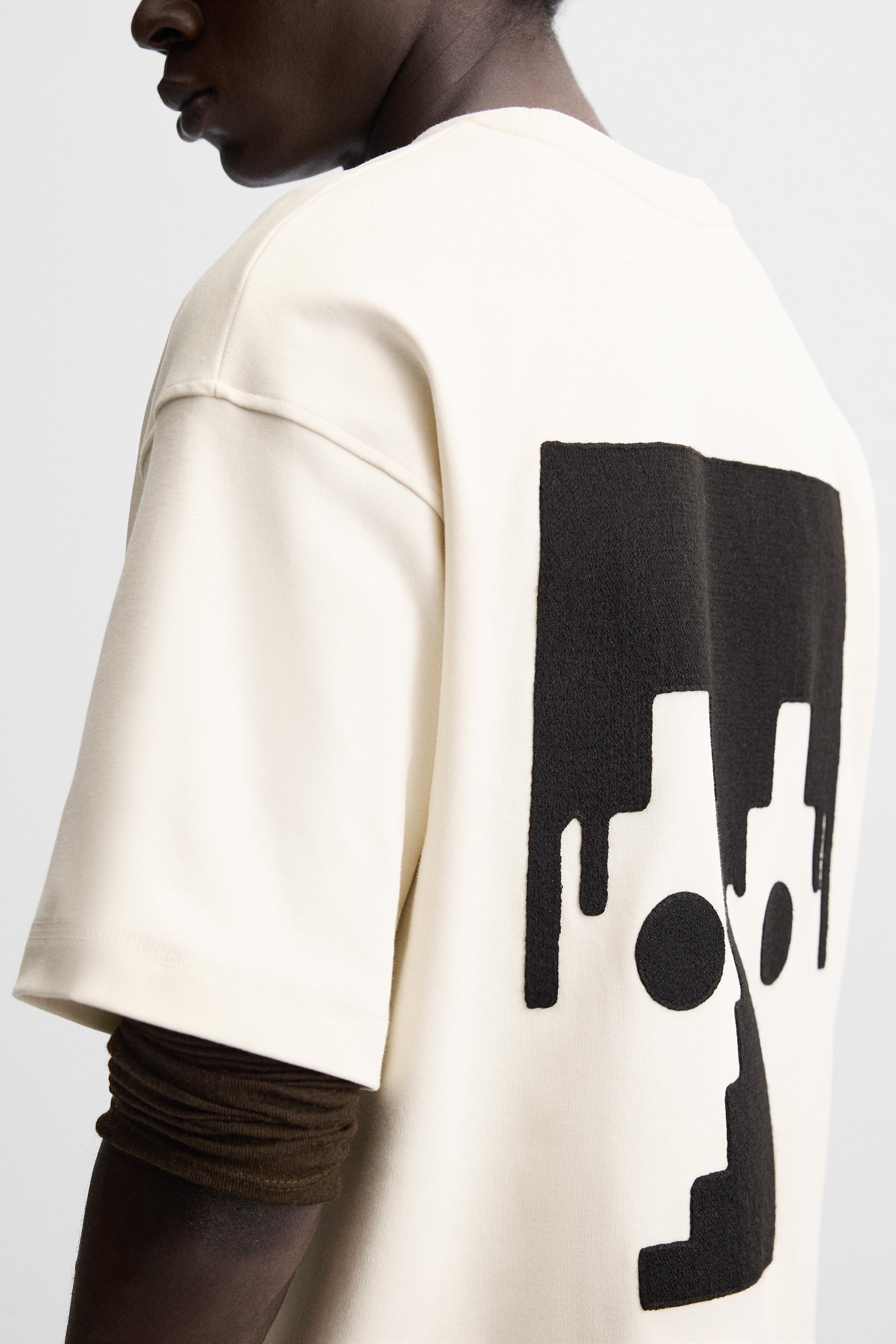 ★ZARA★ INTERLOCK EMBROIDERED SWEATSHIRT INTERLOCK EMBROIDERED SWEATSHIRT - Oyster-white | ZARA